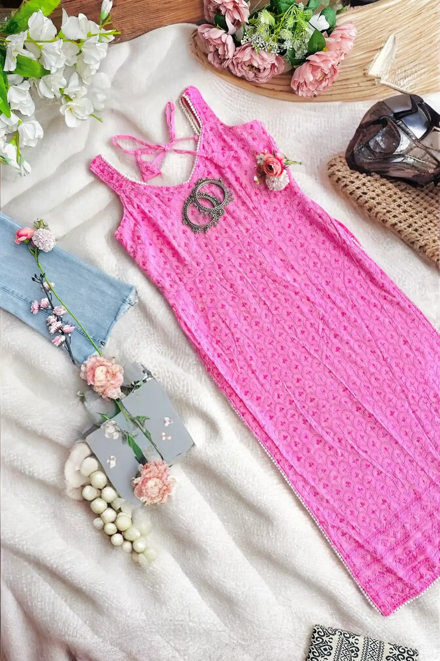 Rosy Pink Sequence Gulnaz Kurta