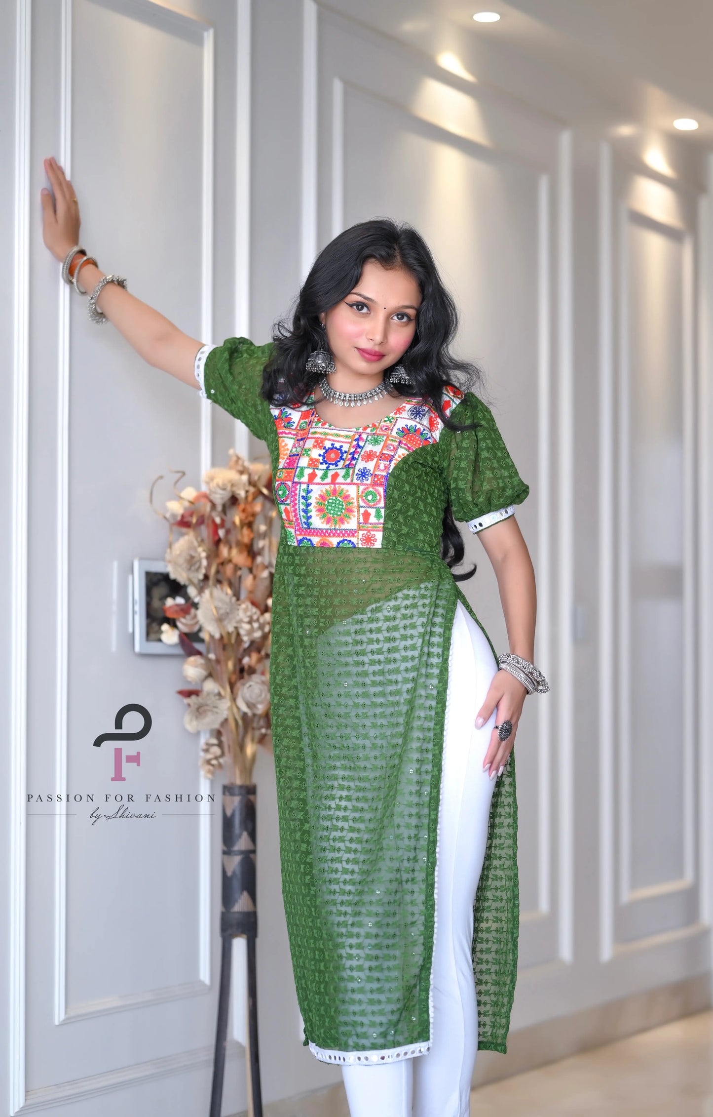 Verdant Green Embroidered Gulnaz Kurta