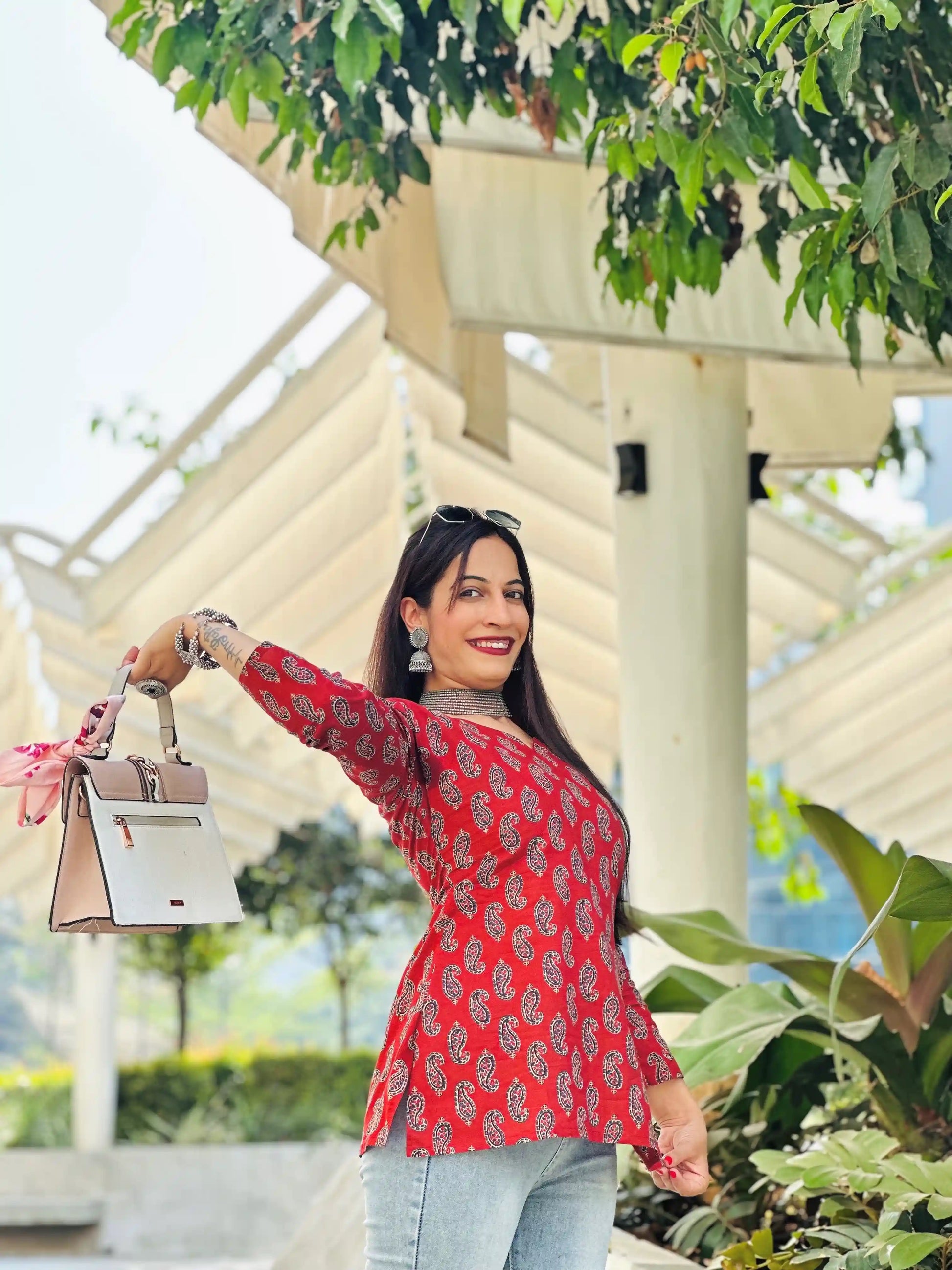 Gulabi Maroon Hand Printed Kurta - Passion for Fashion by Shivani