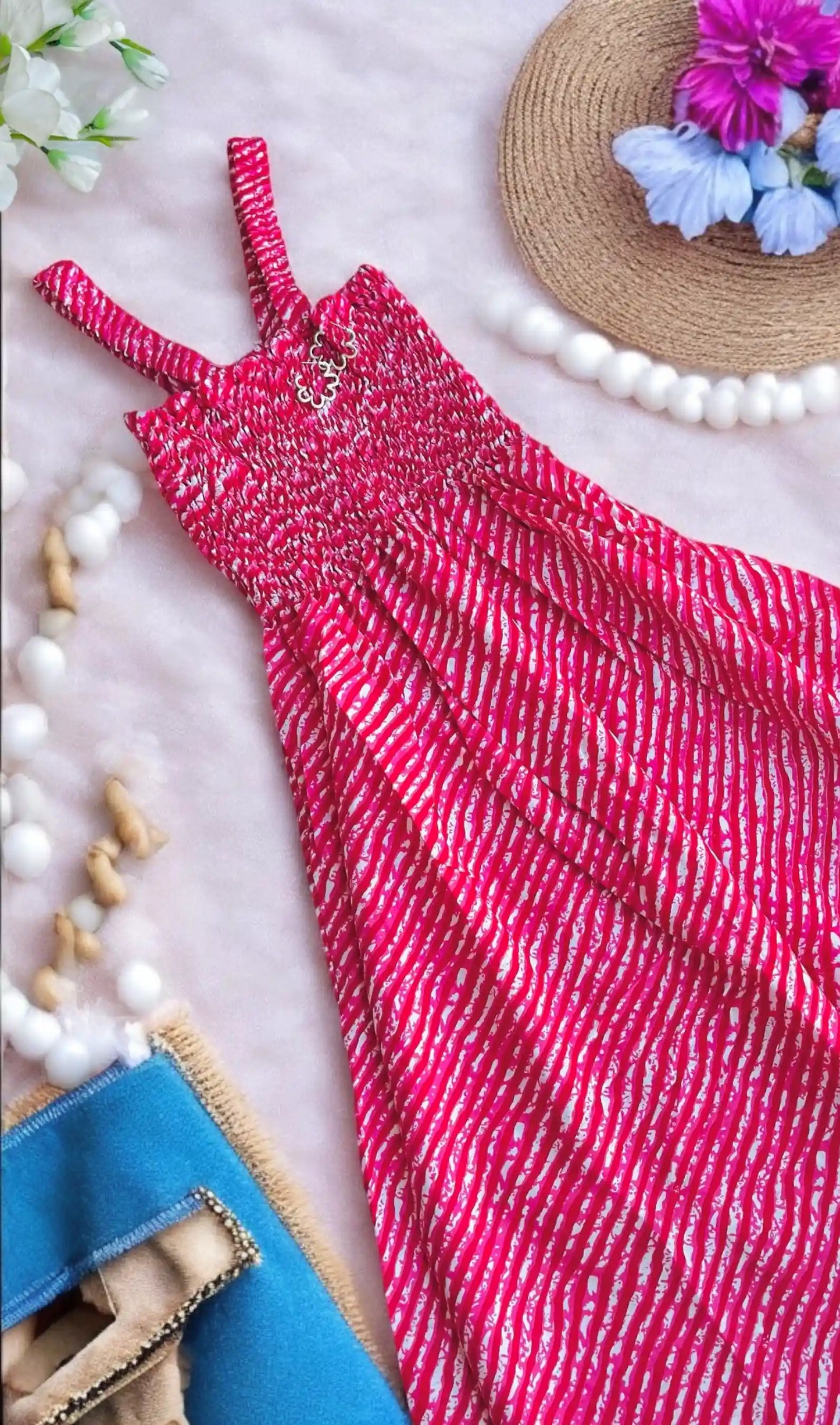 Pink Lehriya Smoky Twirl Dress
