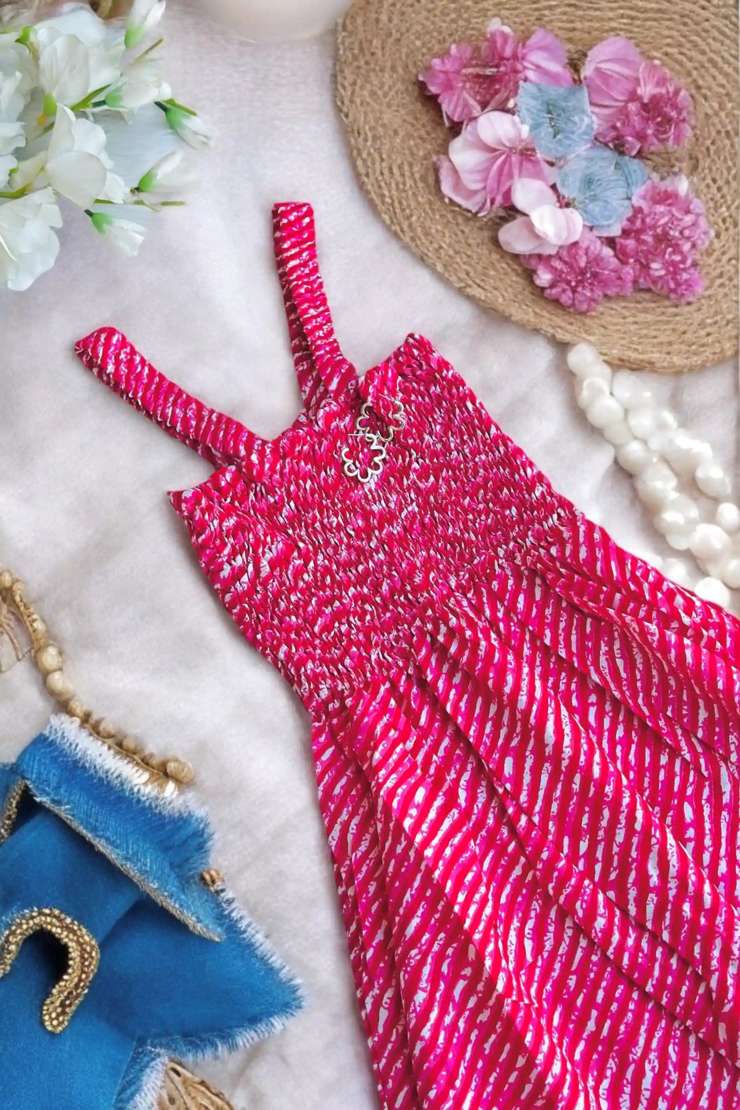 Pink Lehriya Smoky Twirl Dress