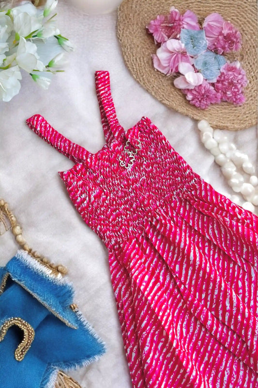 Pink Lehriya Smoky Twirl Dress - Passion for Fashion by Shivani