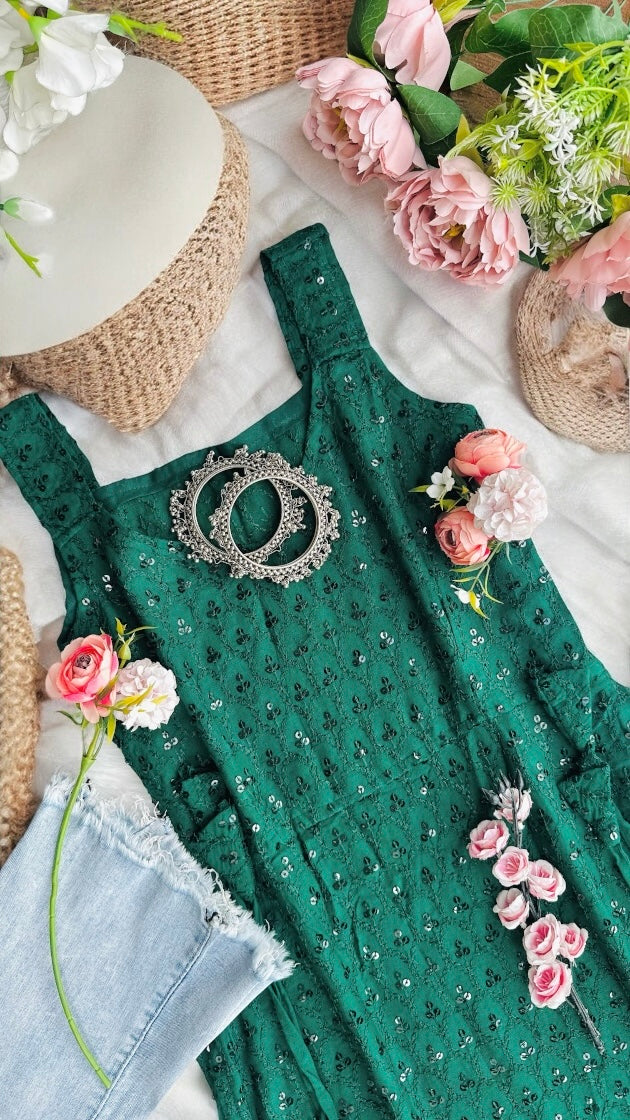 Zelen Green Sequence Gulnaz Kurta