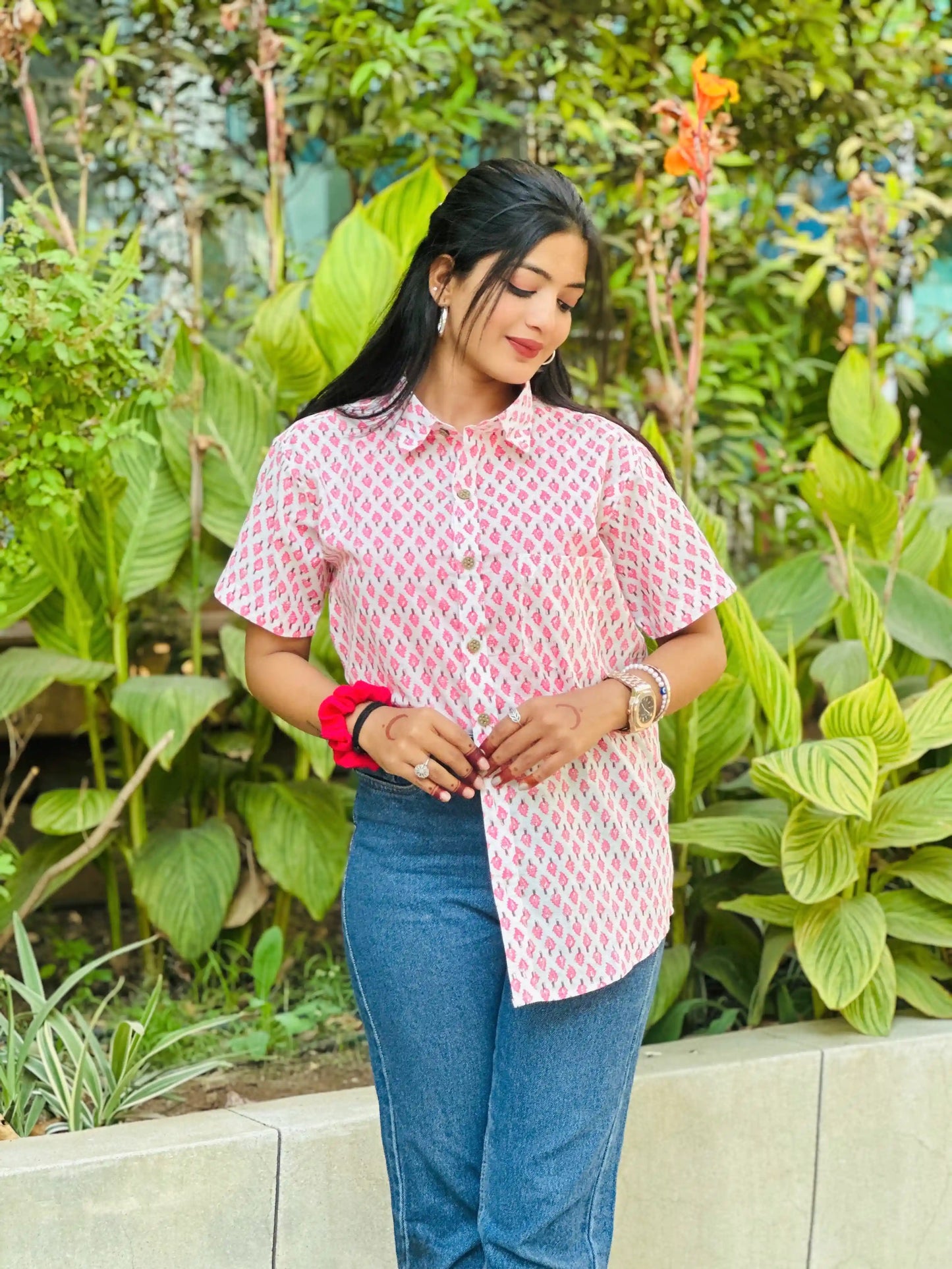 Pink Block Jaipuri Shirt