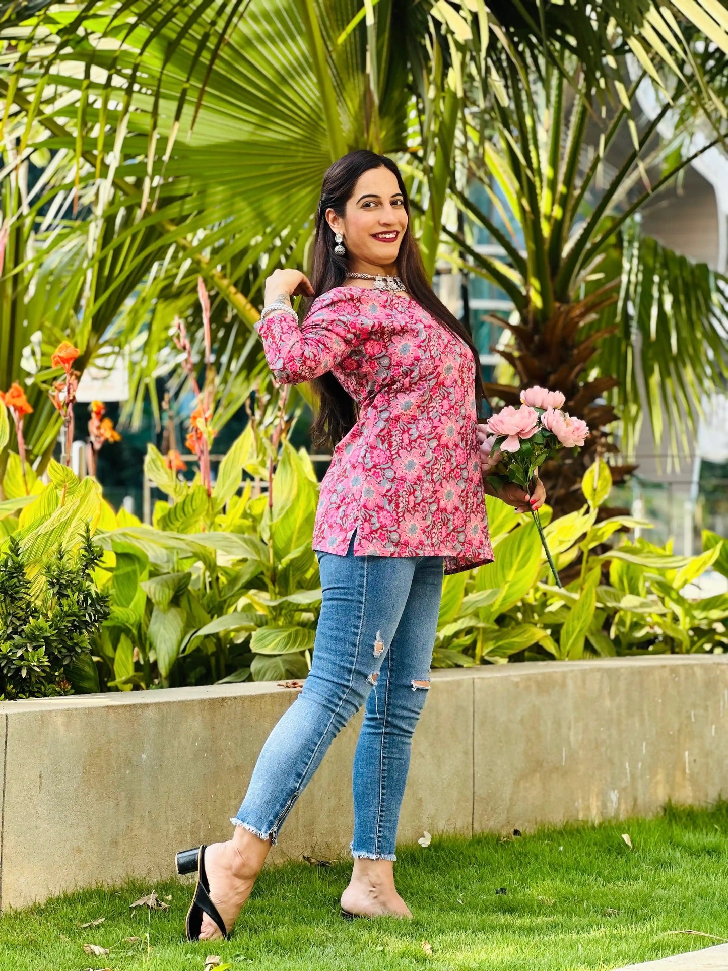 Gulabi Jaipuri Hand Printed Kurta