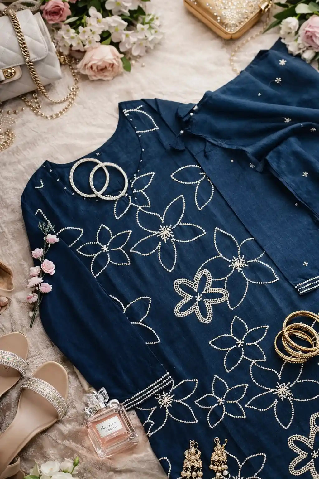 Meher’s Midnight Embroidered Suit Set