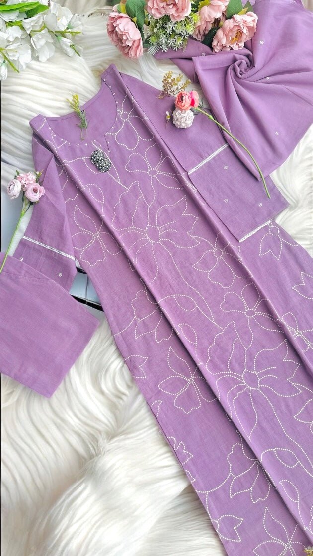 Pastel Lilac Embroidered Suit Set - Passion for Fashion by Shivani