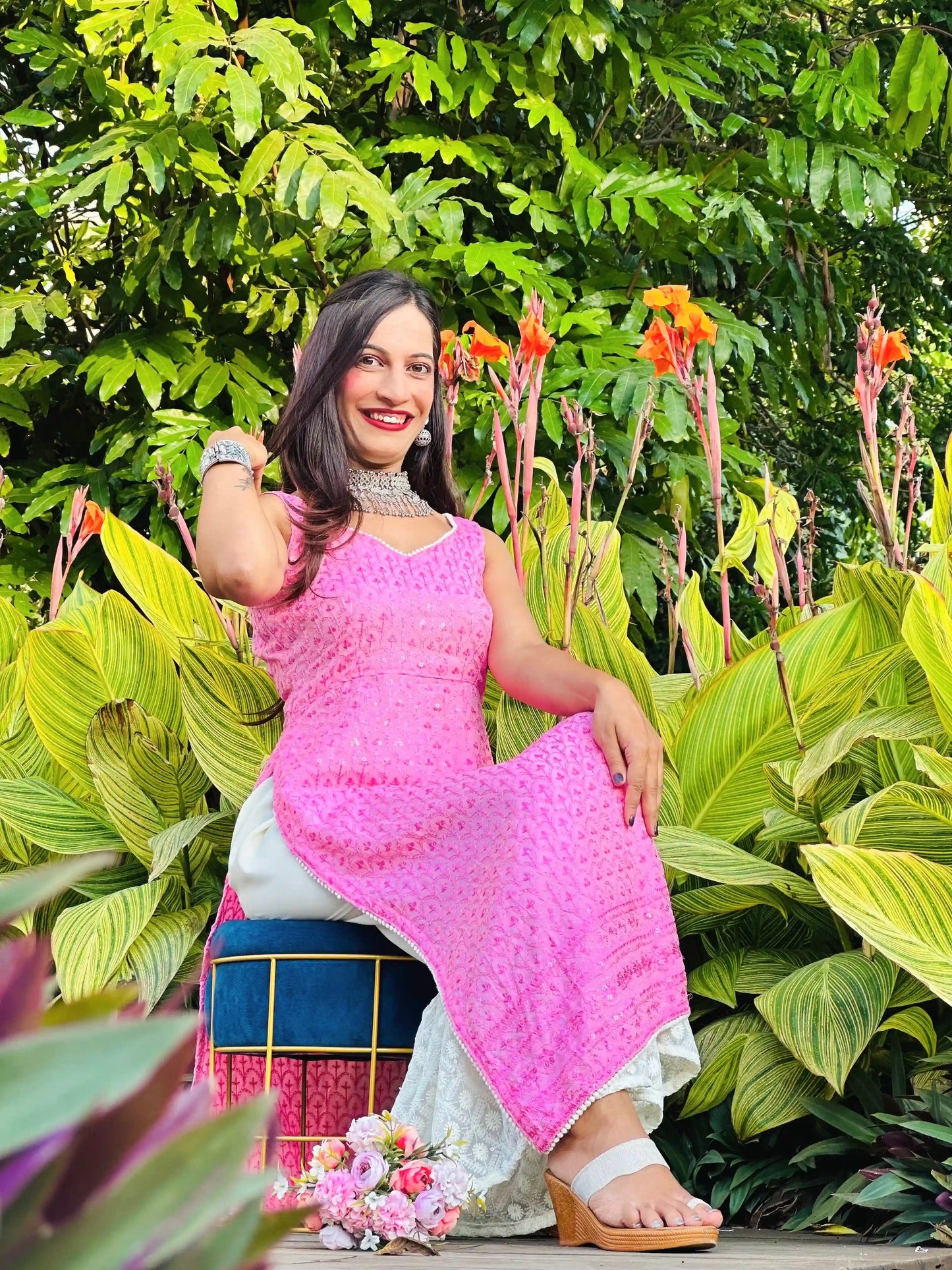 Rosy Pink Sequence Gulnaz Kurta