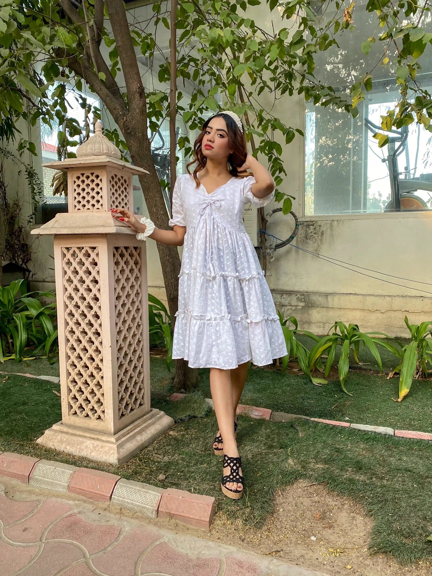 Ivory Bloom Tier Dress - Passion for Fashion by Shivani