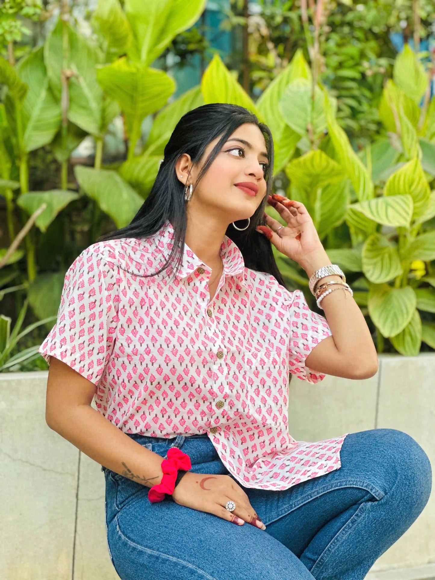 Pink Block Jaipuri Shirt