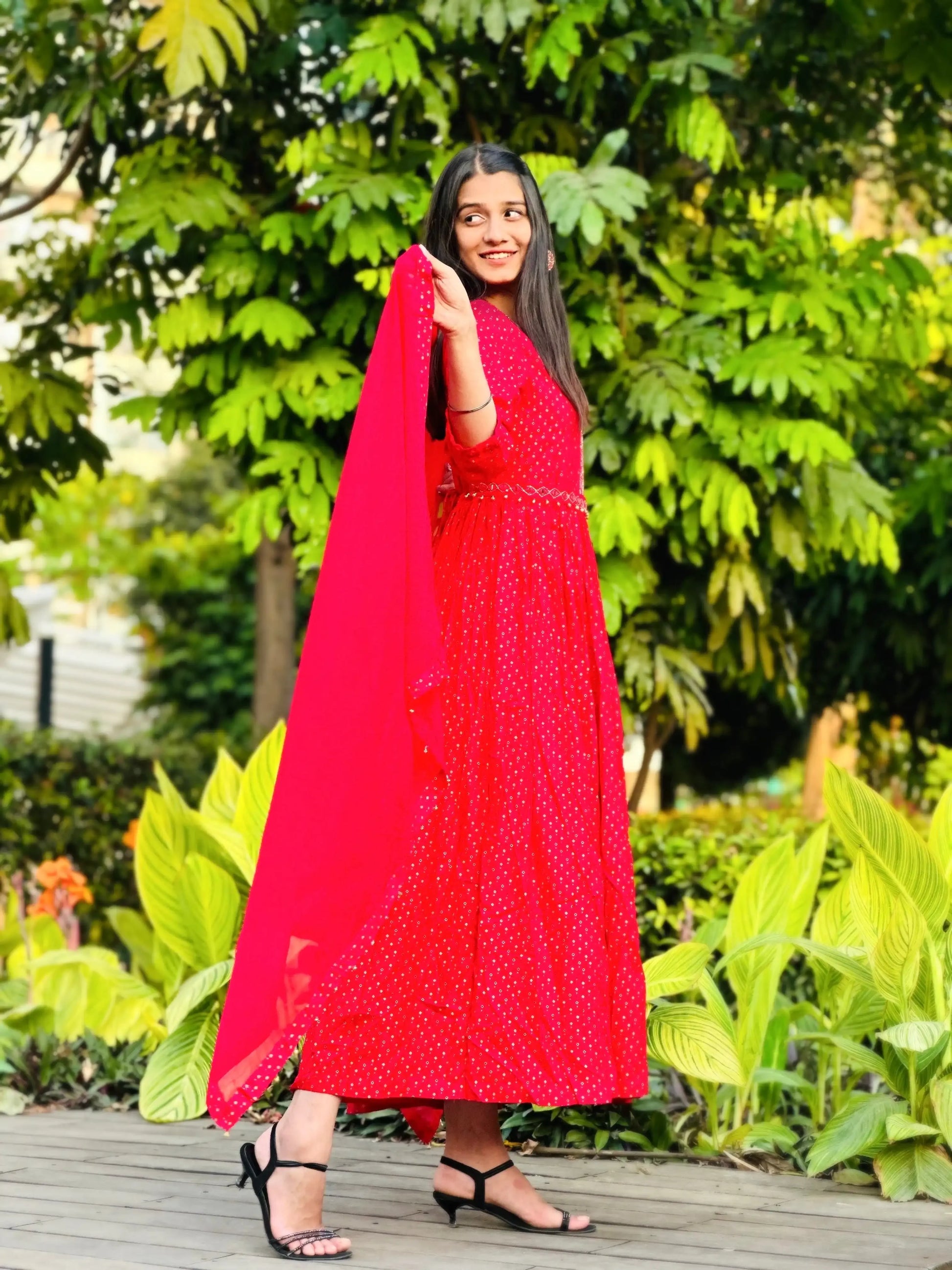 Hot Pink Bandhej Print Meher Suit Set - Passion for Fashion by Shivani