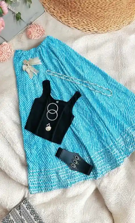 Blue Lehriya Jaipuri Skirt