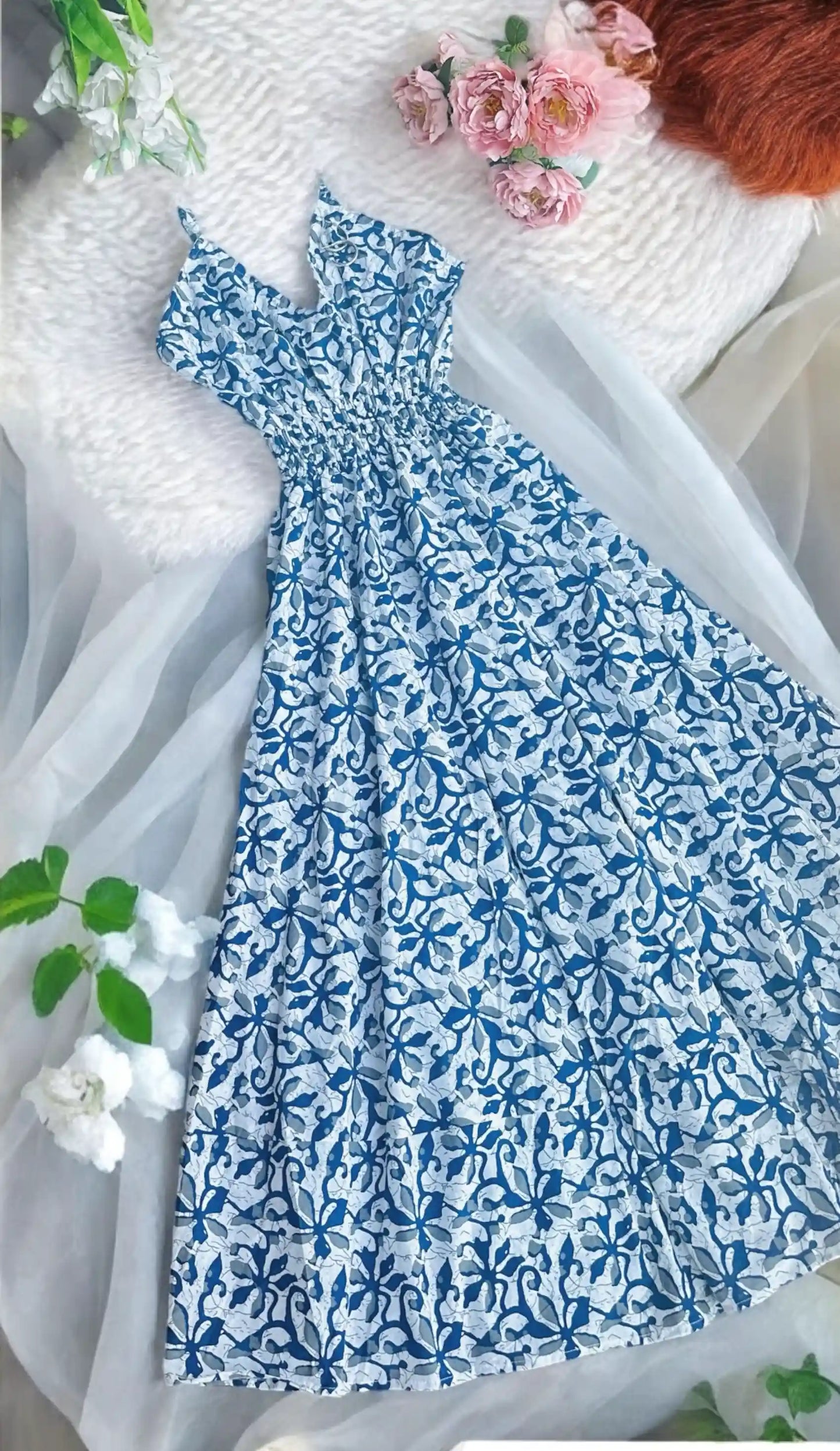 Batique Blue Smoky Twirl Dress