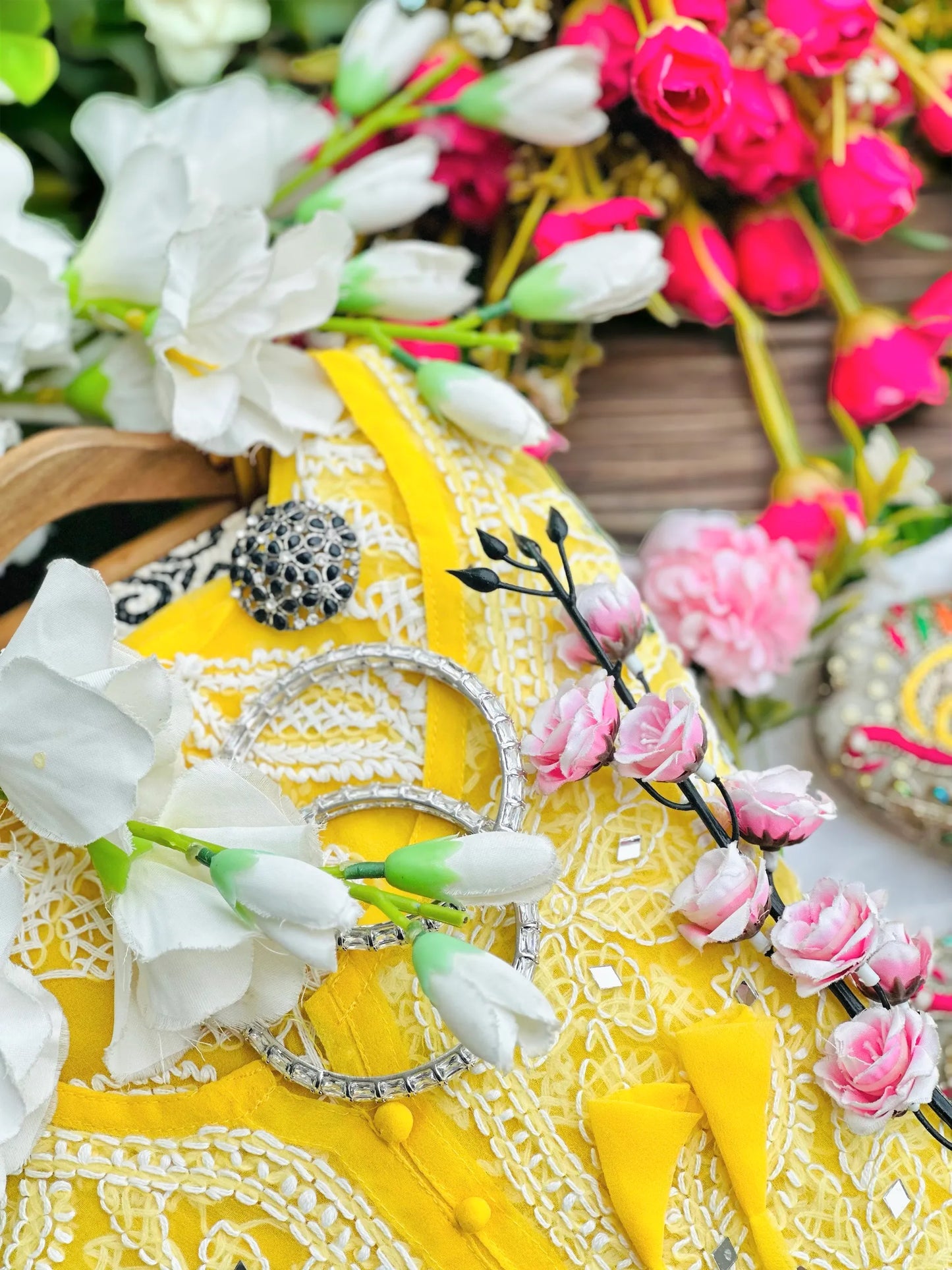 Sunflower Yellow Noor Mirror Chikankari