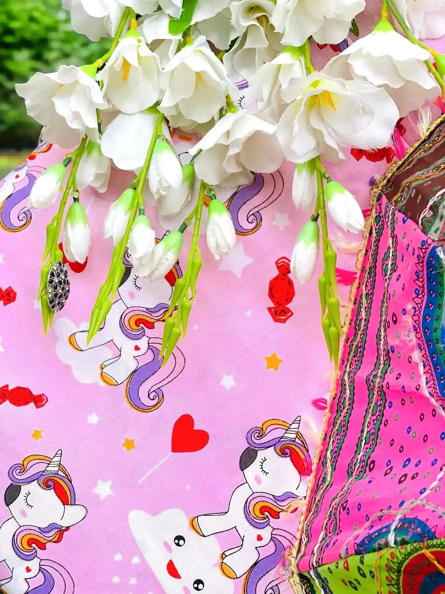 Pinky Unicorn Pink Rayon Fabric Cut - Passion for Fashion by Shivani