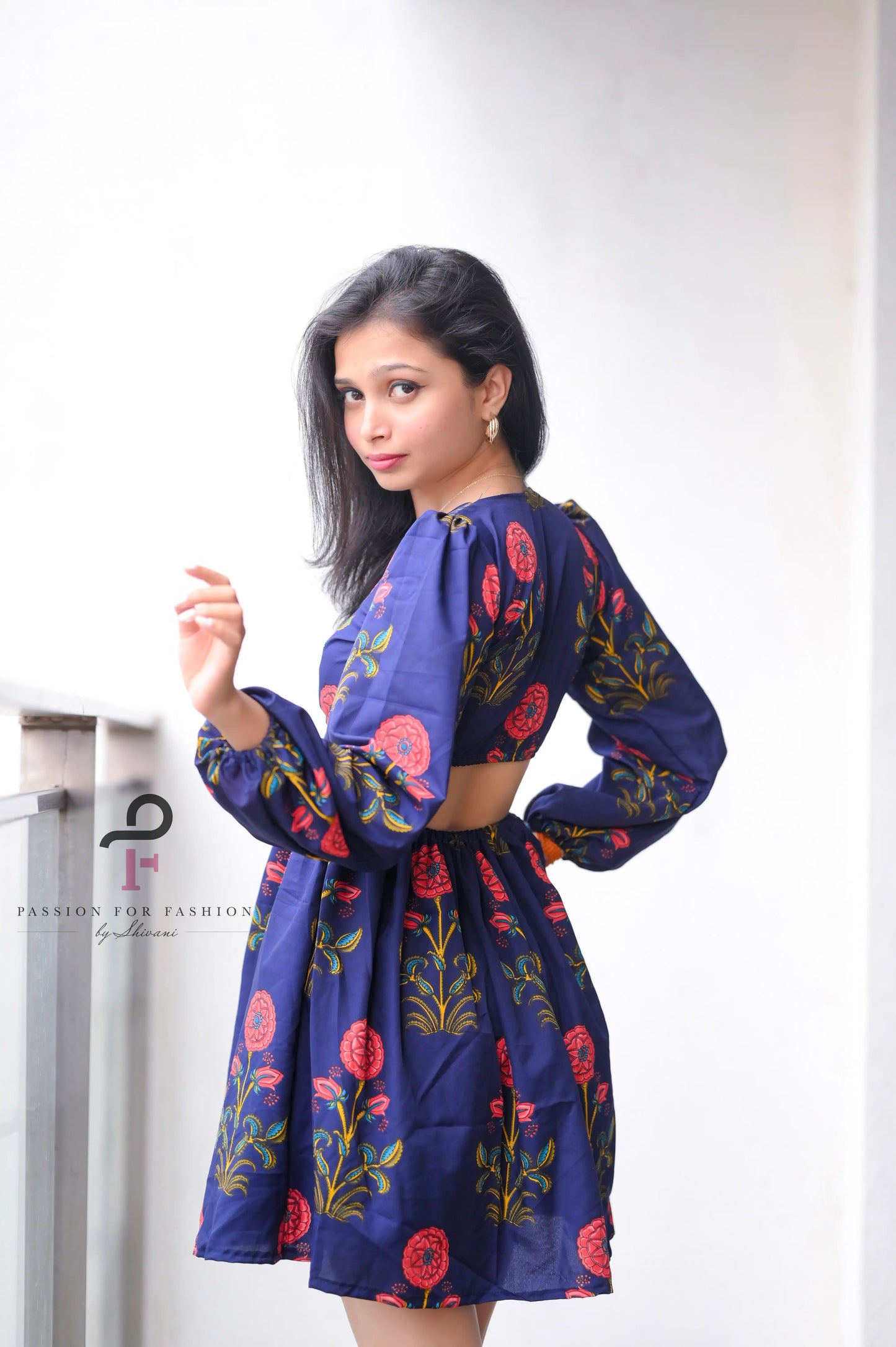 Asure Blue Blockprint Twirl Dress