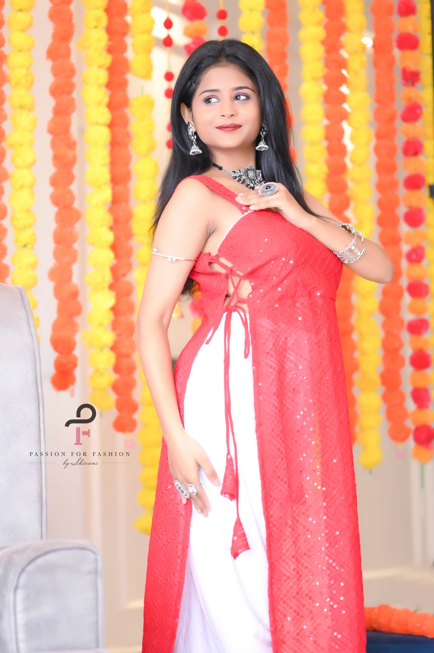 Bloom Red Dori Embroidered Gulnaz Kurta - Passion for Fashion by Shivani