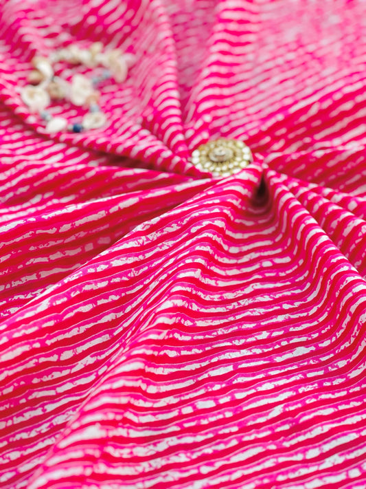 Pretty In Pink Lehriya MulMul Fabric Cut - Passion for Fashion by Shivani