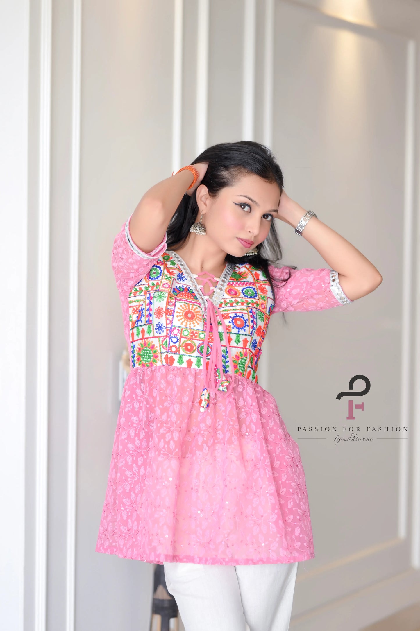 Daisy Peach Embroidered Peplum Top