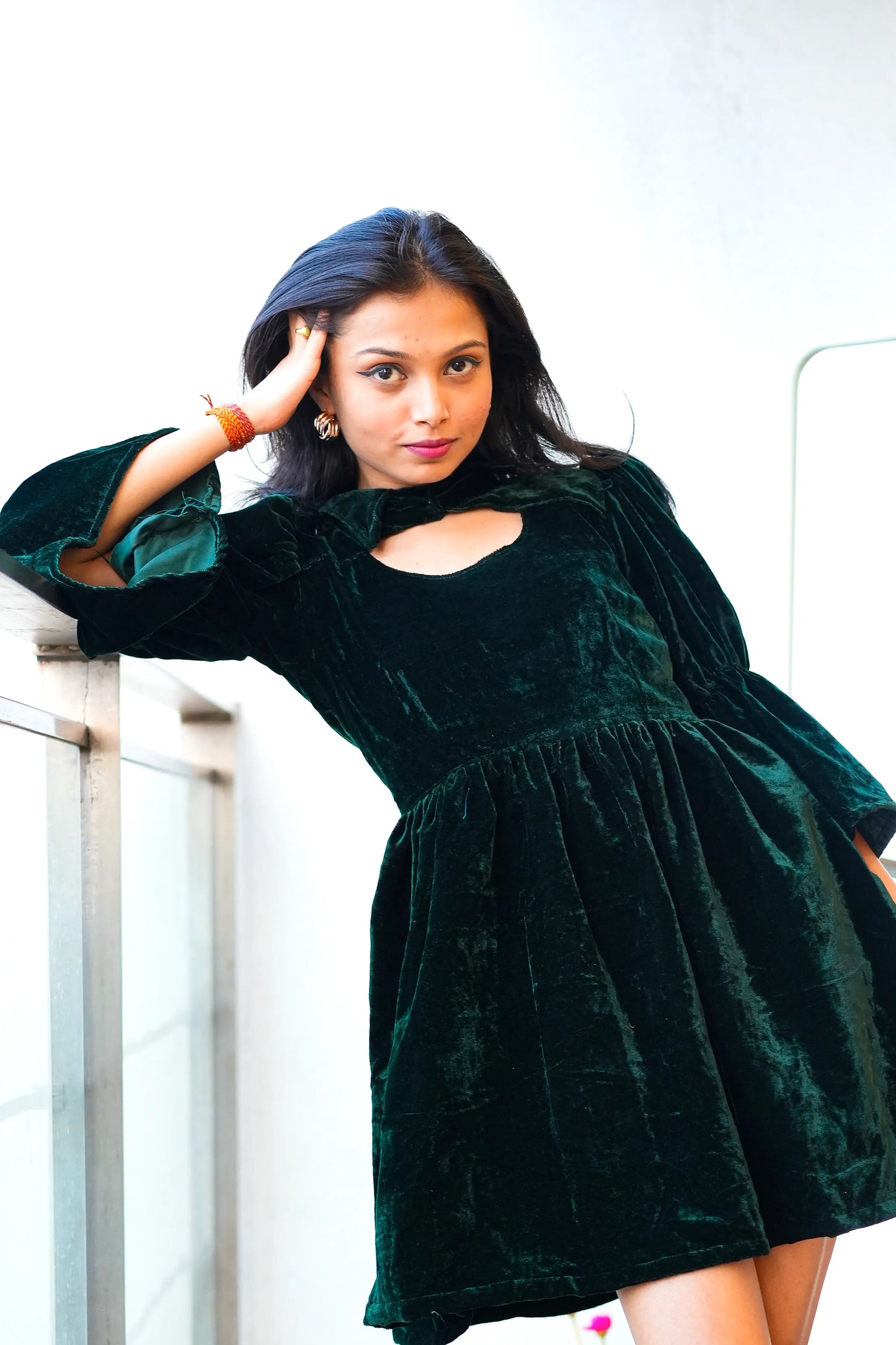 Riddhi's Spring Green Collar Mini Dress