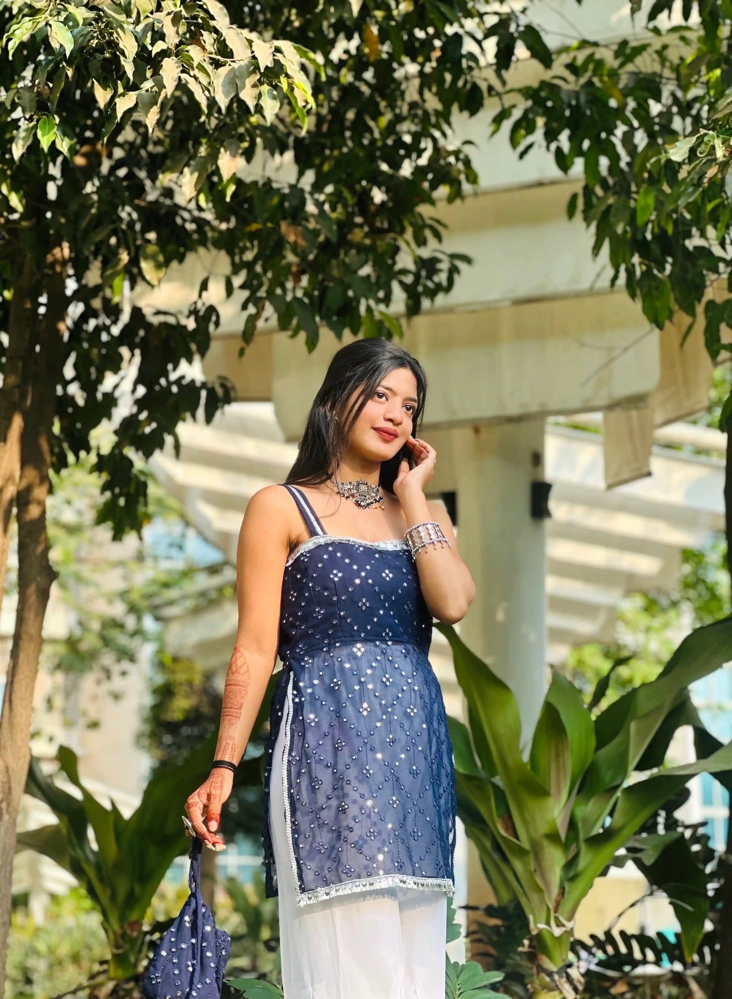 Blink Blue Embroidered Gulnaz Kurta