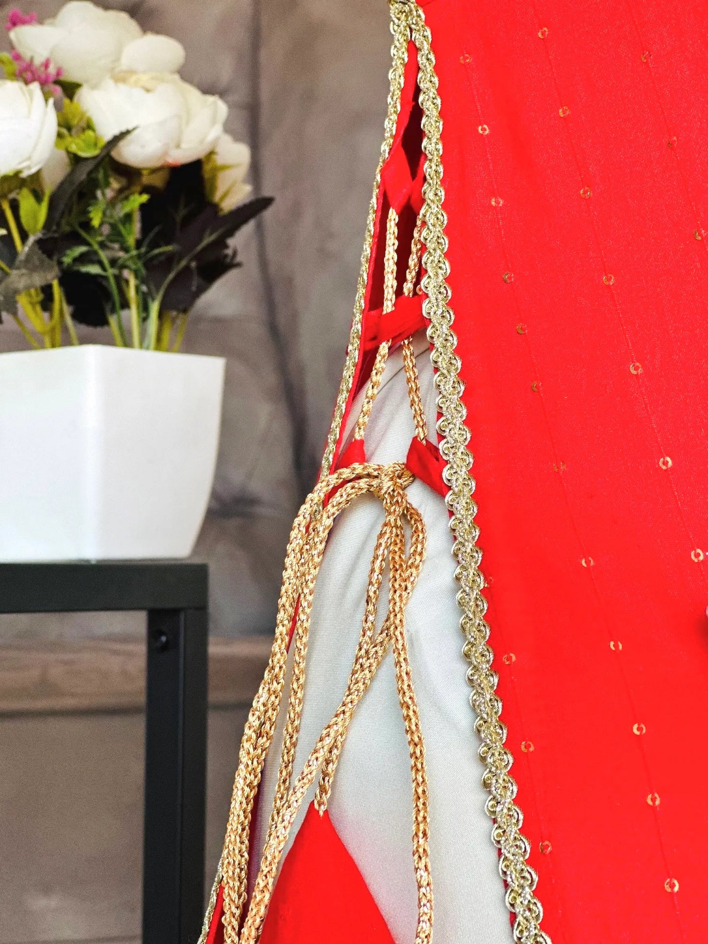 Hot Red Sequence Embroidered Gulnaz Kurta