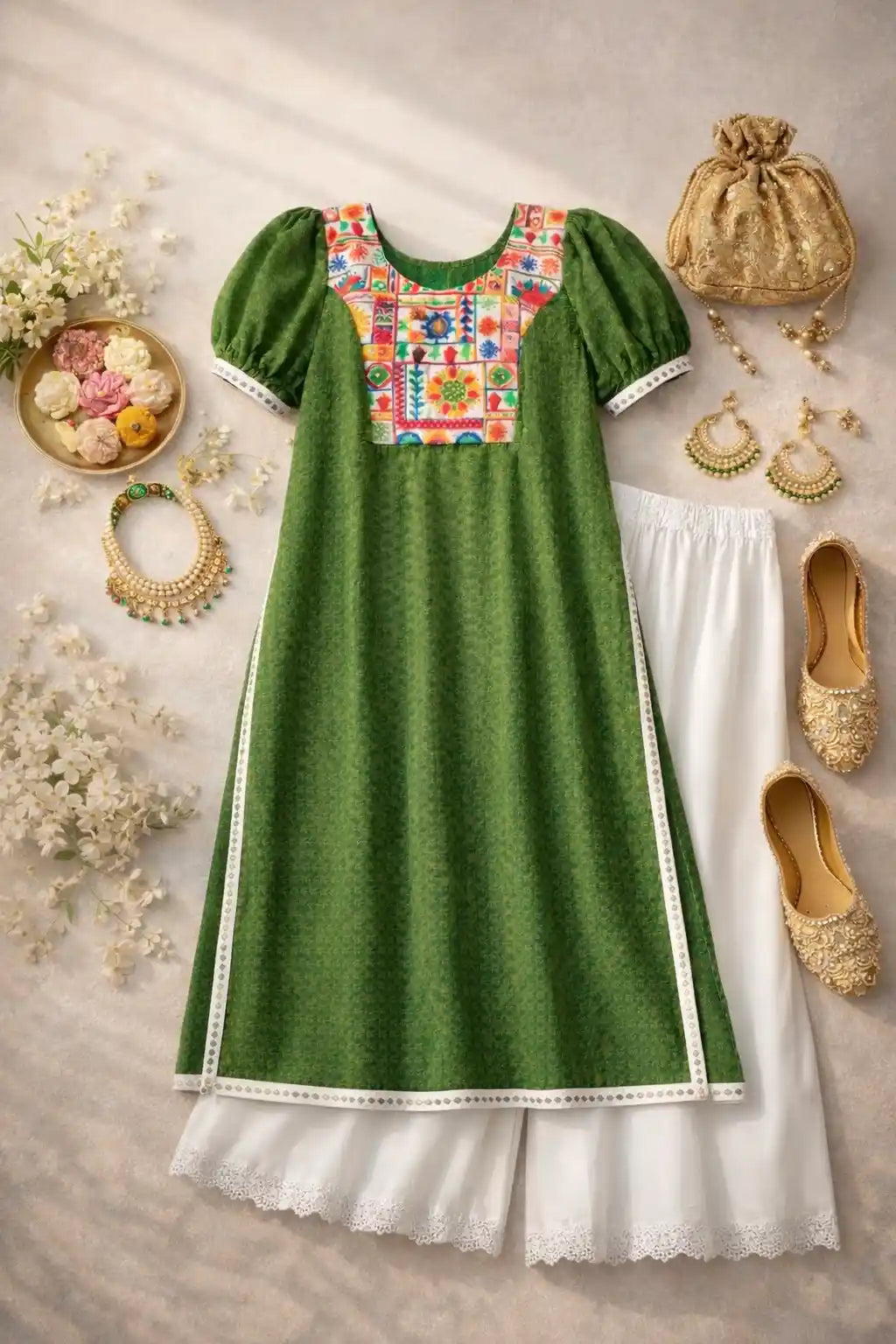 Swati's Verdant Green Embroidered Gulnaz Kurta