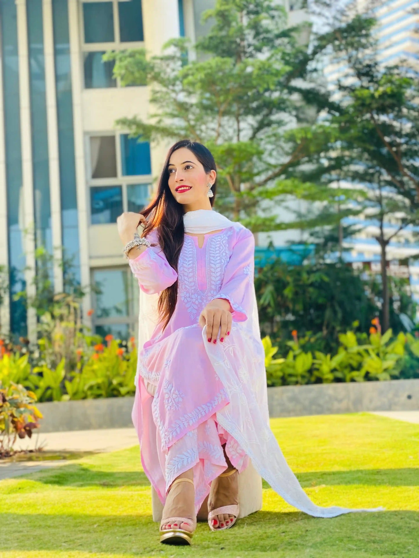 Blush Pink Meher Noor Chikankari Set