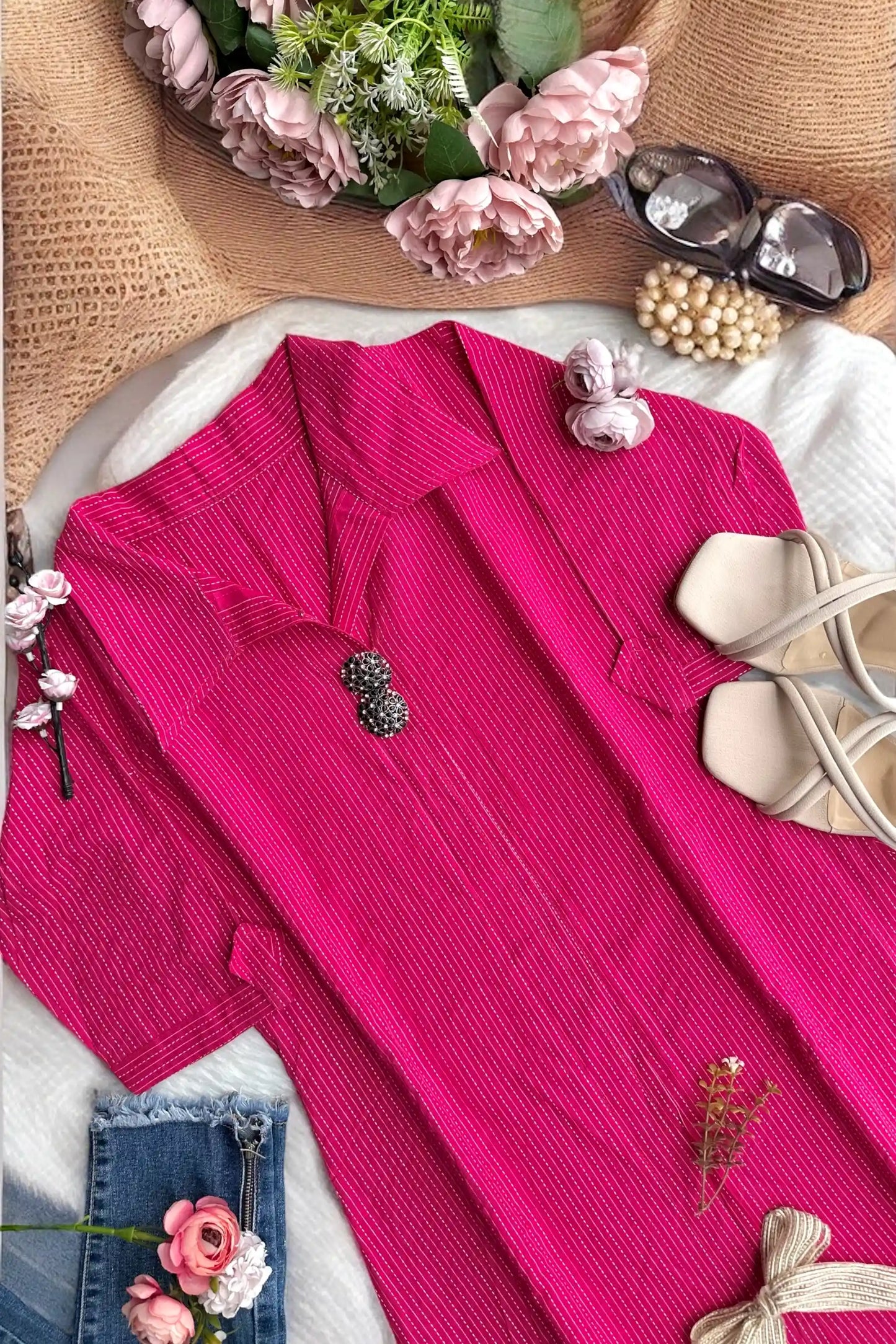 Pretty Pink Collar Rangriti Kurta - Passion for Fashion by Shivani