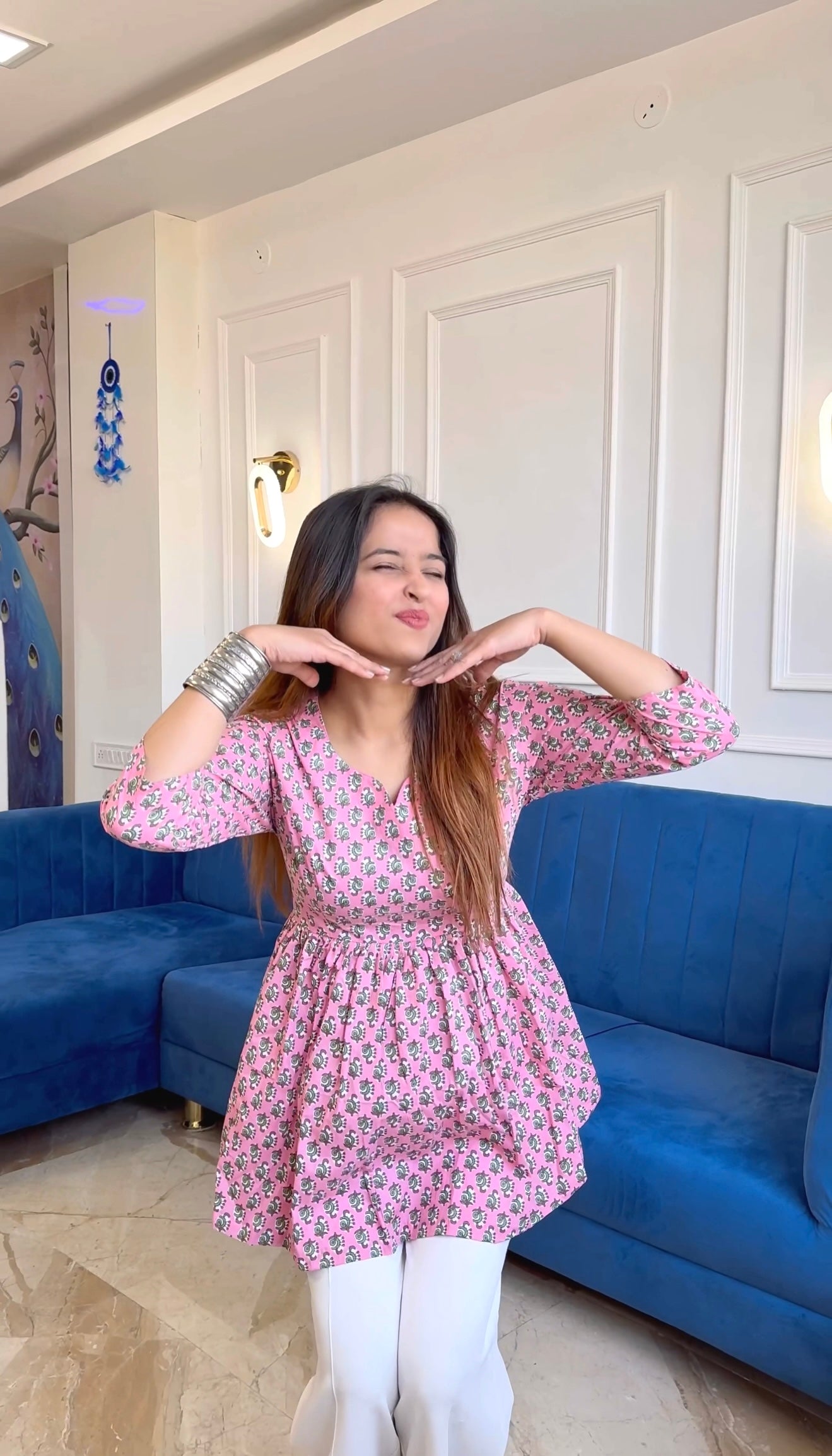 Manie’s Pink Jaipuri Short Top