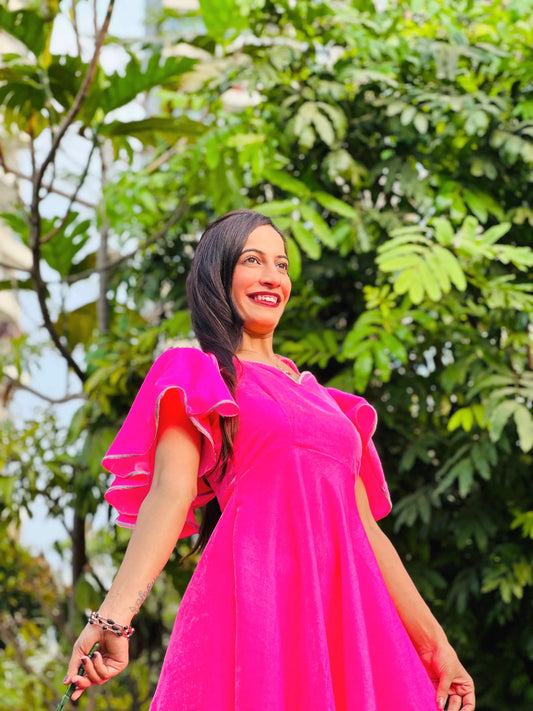 Neon Pink Twirl Dress - Passion for Fashion by Shivani