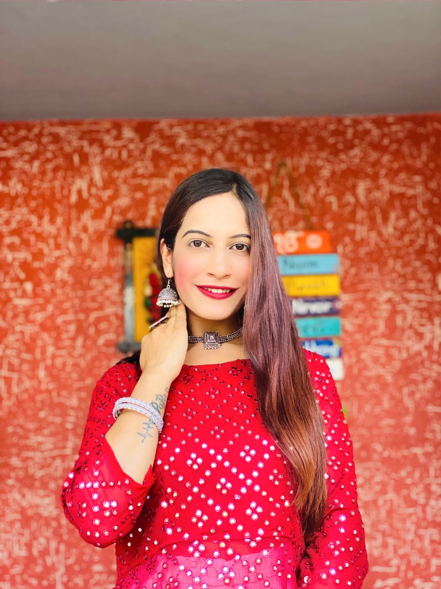 Rose Maroon Embroidered Gulnaz Kurta