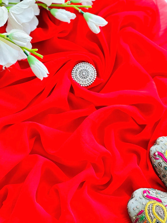 Hot Red Georgette Fabric Cut - Passion for Fashion by Shivani