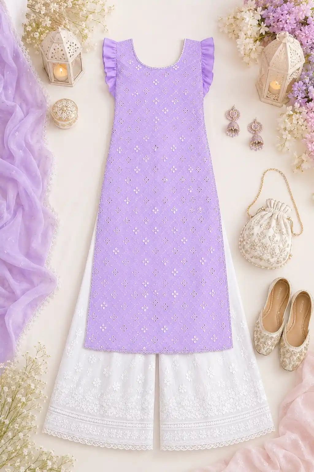 Surabhi's Lilac Gulnaz Frill Kurta