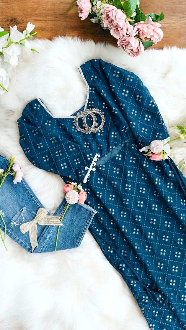 Shiraz Kerosene Blue Gulnaz Kurta