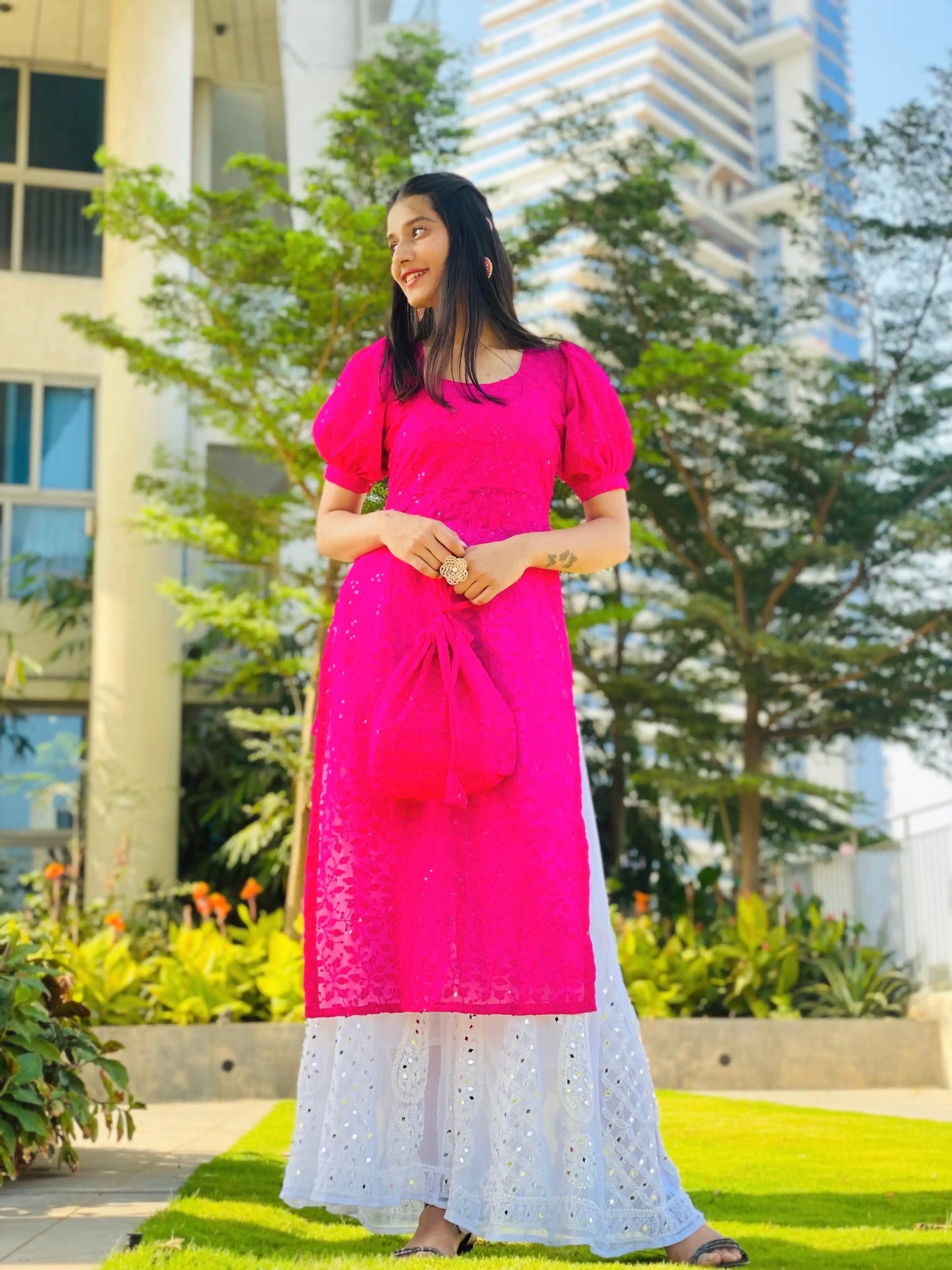 Mahima's Hot Pink Gulnaz Kurta