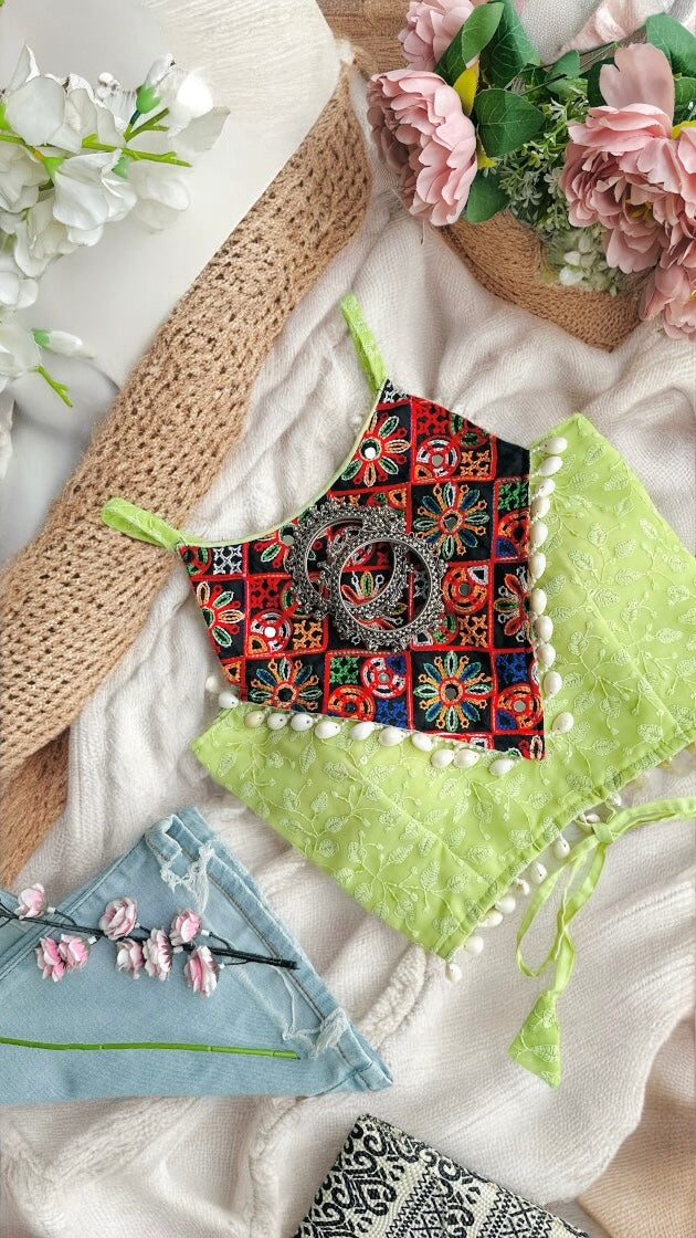 Green Gamti Navratri Denim Fit