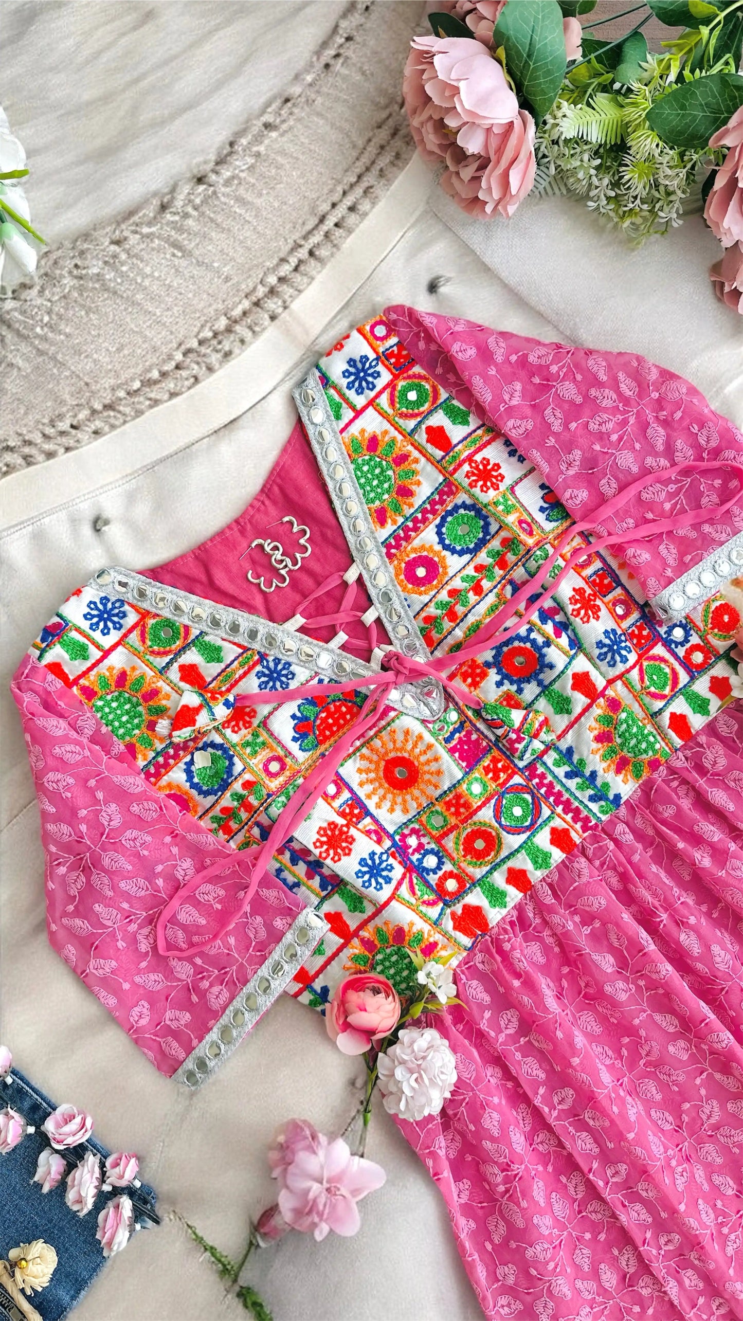 Daisy Peach Embroidered Peplum Top