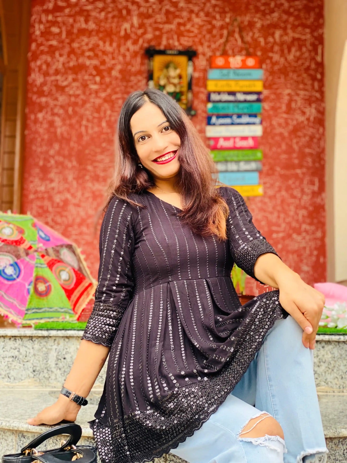 Pitch Black Gulnaz Peplum Top