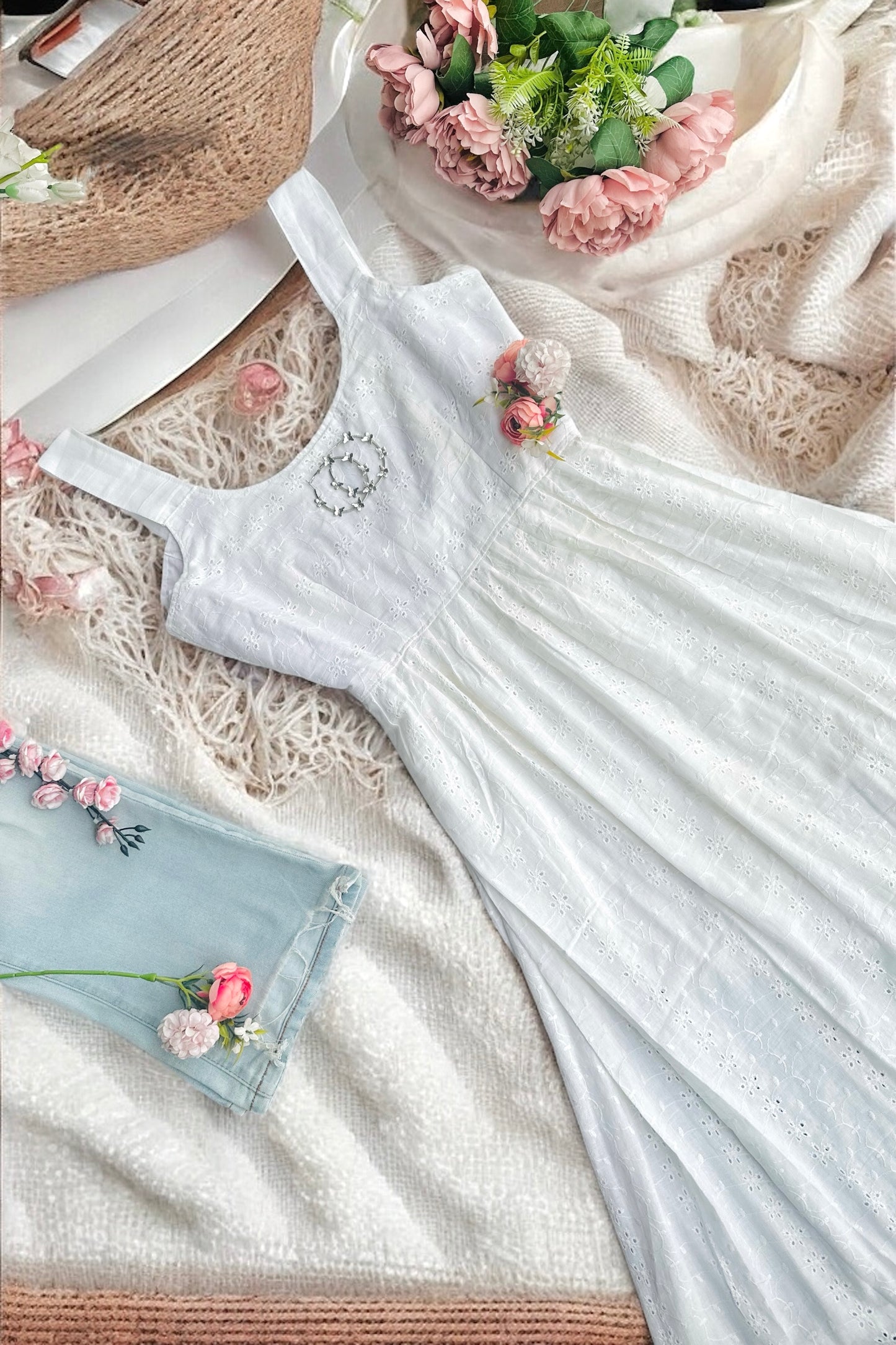 Butterfly White Hacoba Twirl Dress