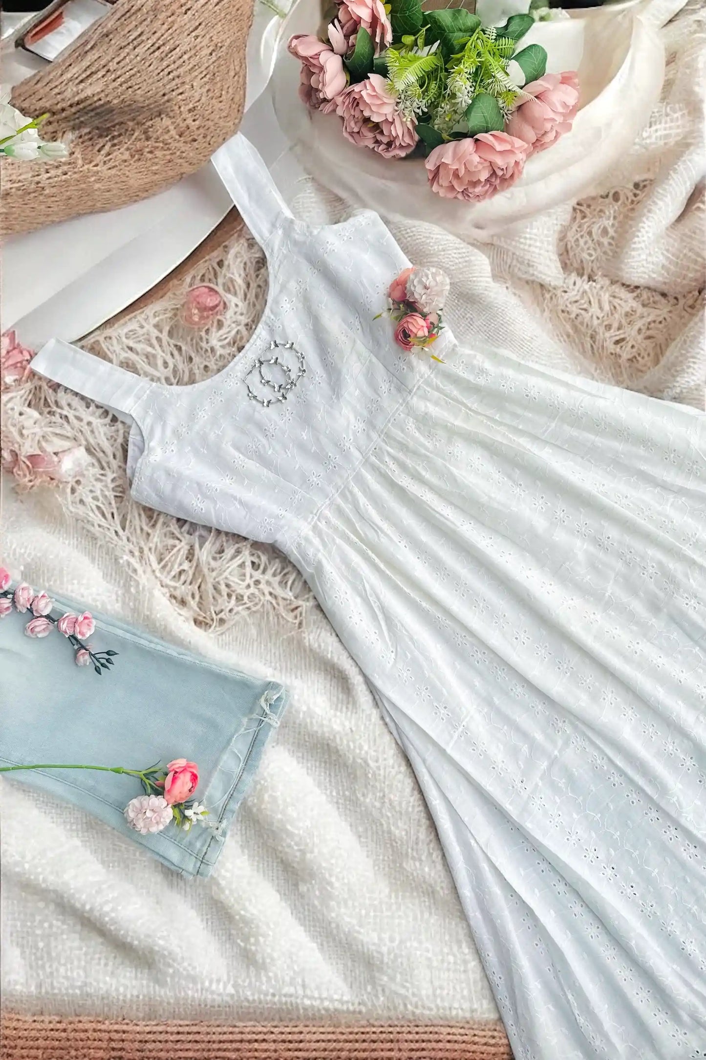 Butterfly White Hacoba Twirl Dress - Passion for Fashion by Shivani