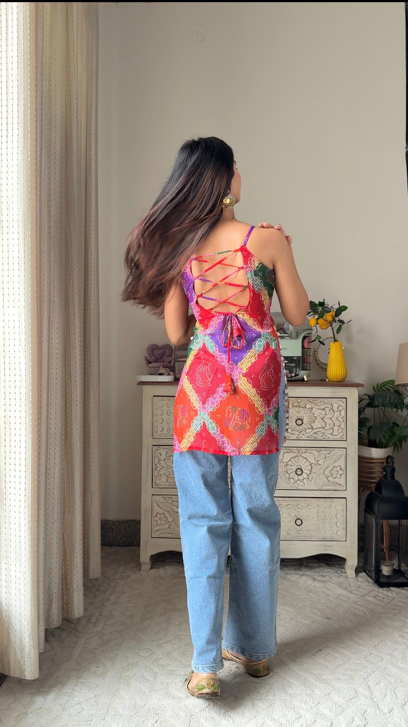 Bandhani Charm Back-Tie Top