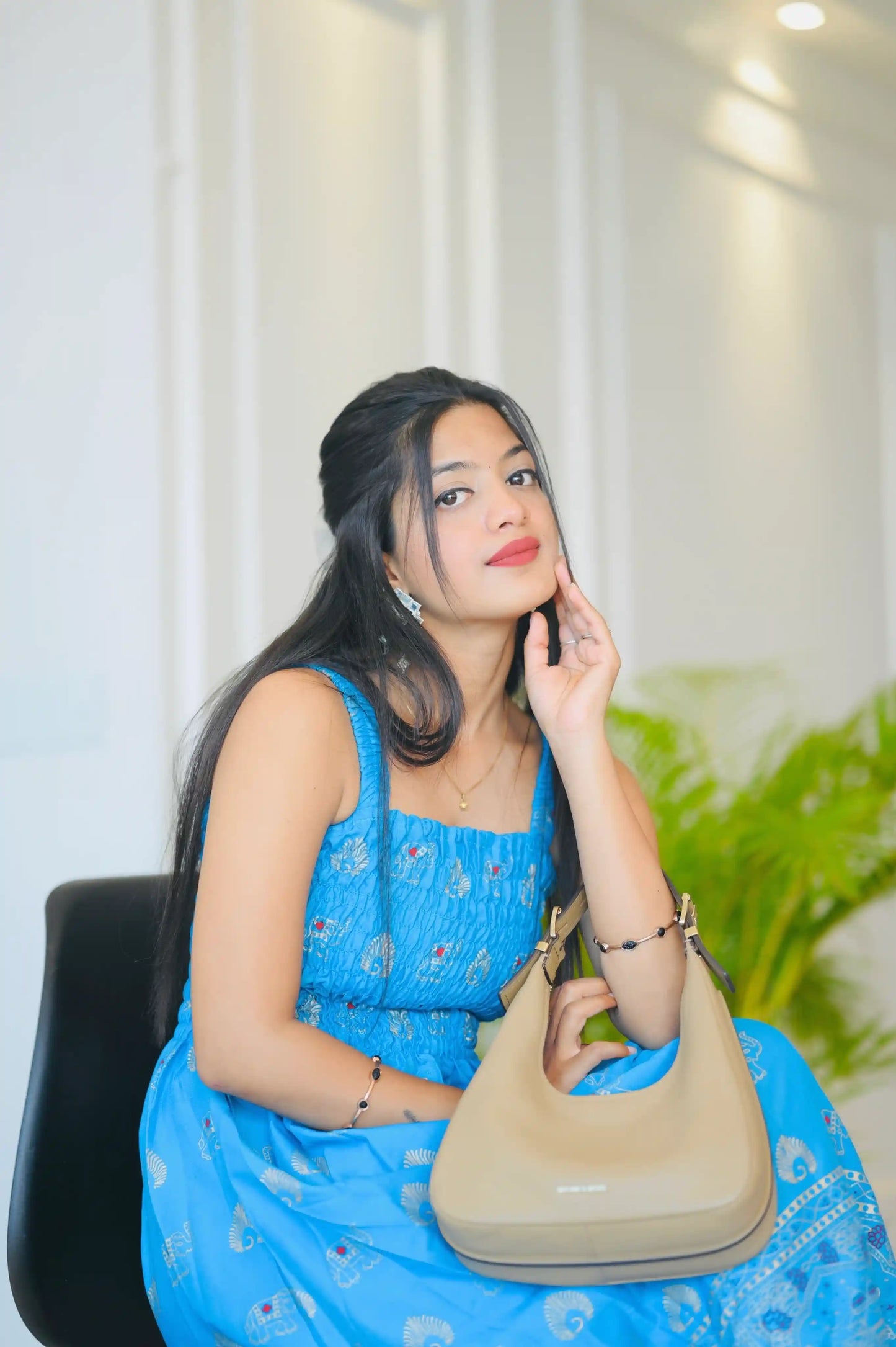 Jaipuri Blue Smoky Twirl Dress