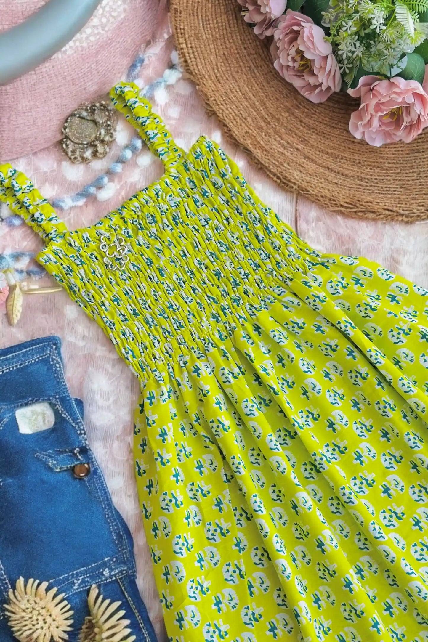 Fluorescent Block Smoky Twirl Dress