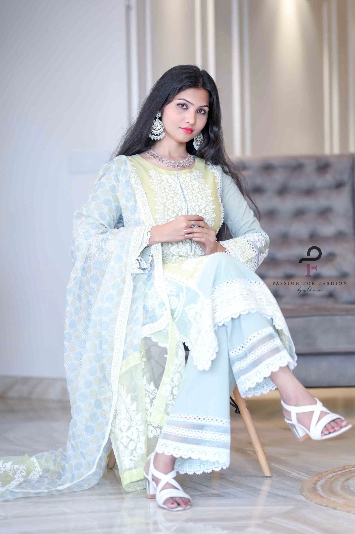 Gulzar Green Embroidered Meher Suit - Passion for Fashion by Shivani