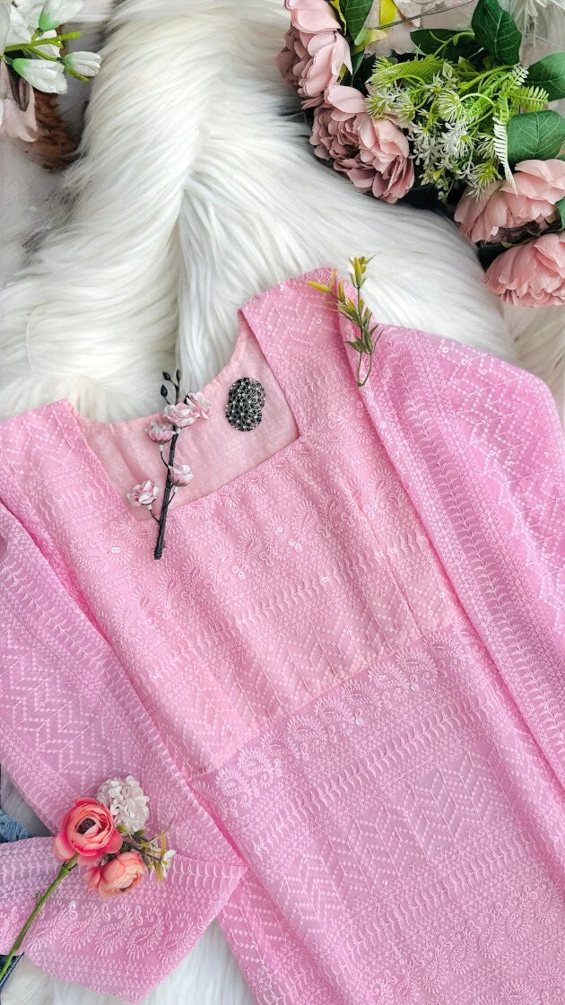 Blossom Pink Short Gulnaz Kurta