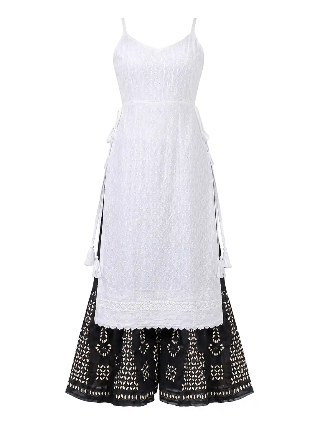 Mahima's Whimsical White Sequence Gulnaz Kurta