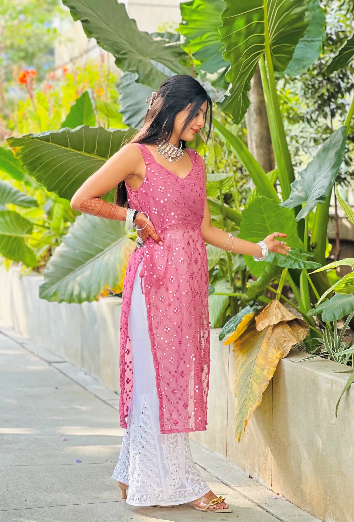 Twilight Peach Mirror Gulnaz Kurta