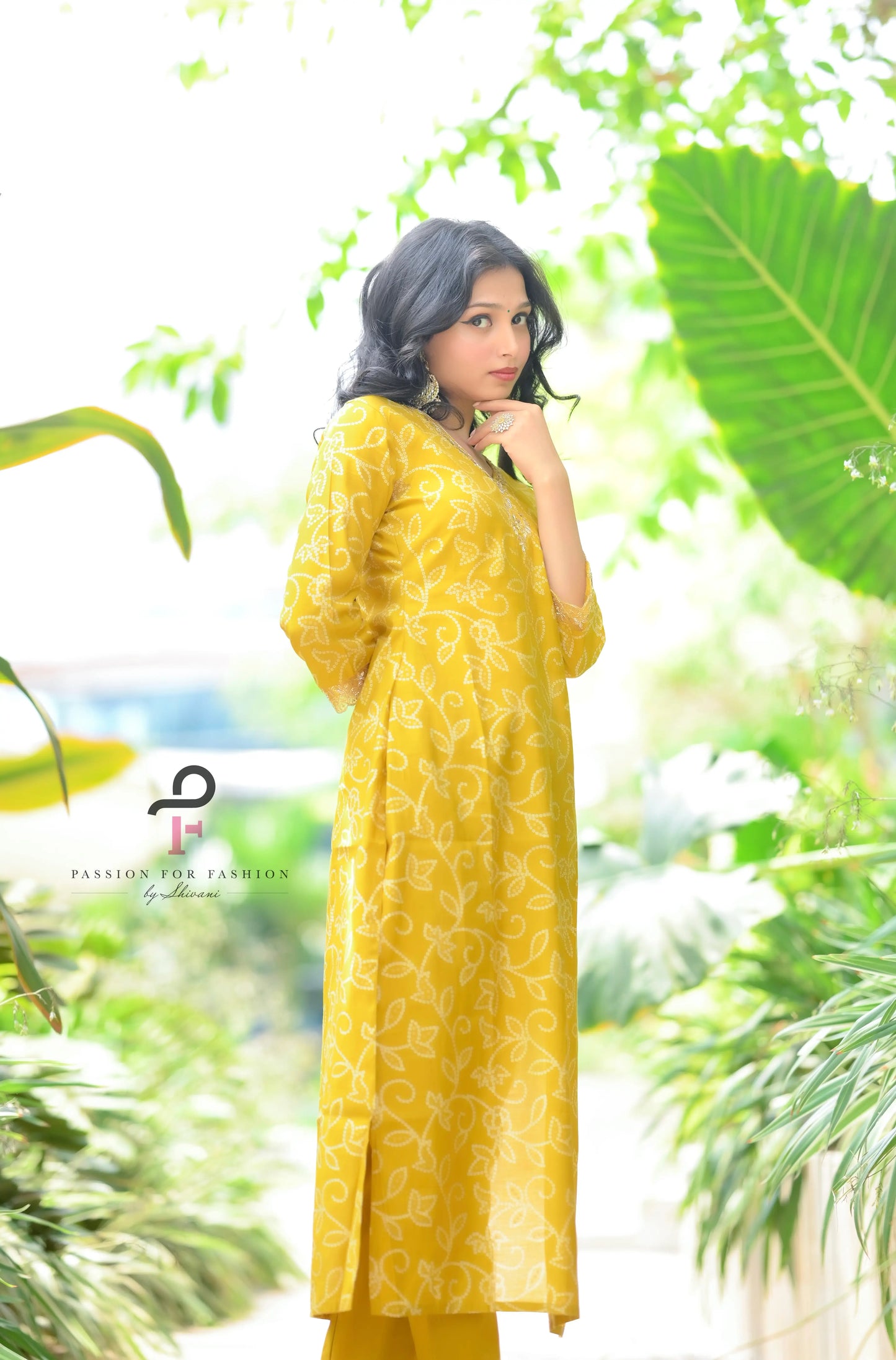 Mustard Bandhej Embroidered Suit Set - Passion for Fashion by Shivani