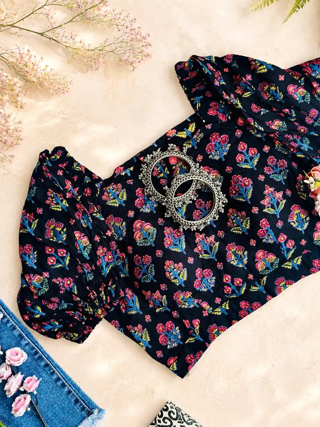 Black Puff Sleeve Blouse